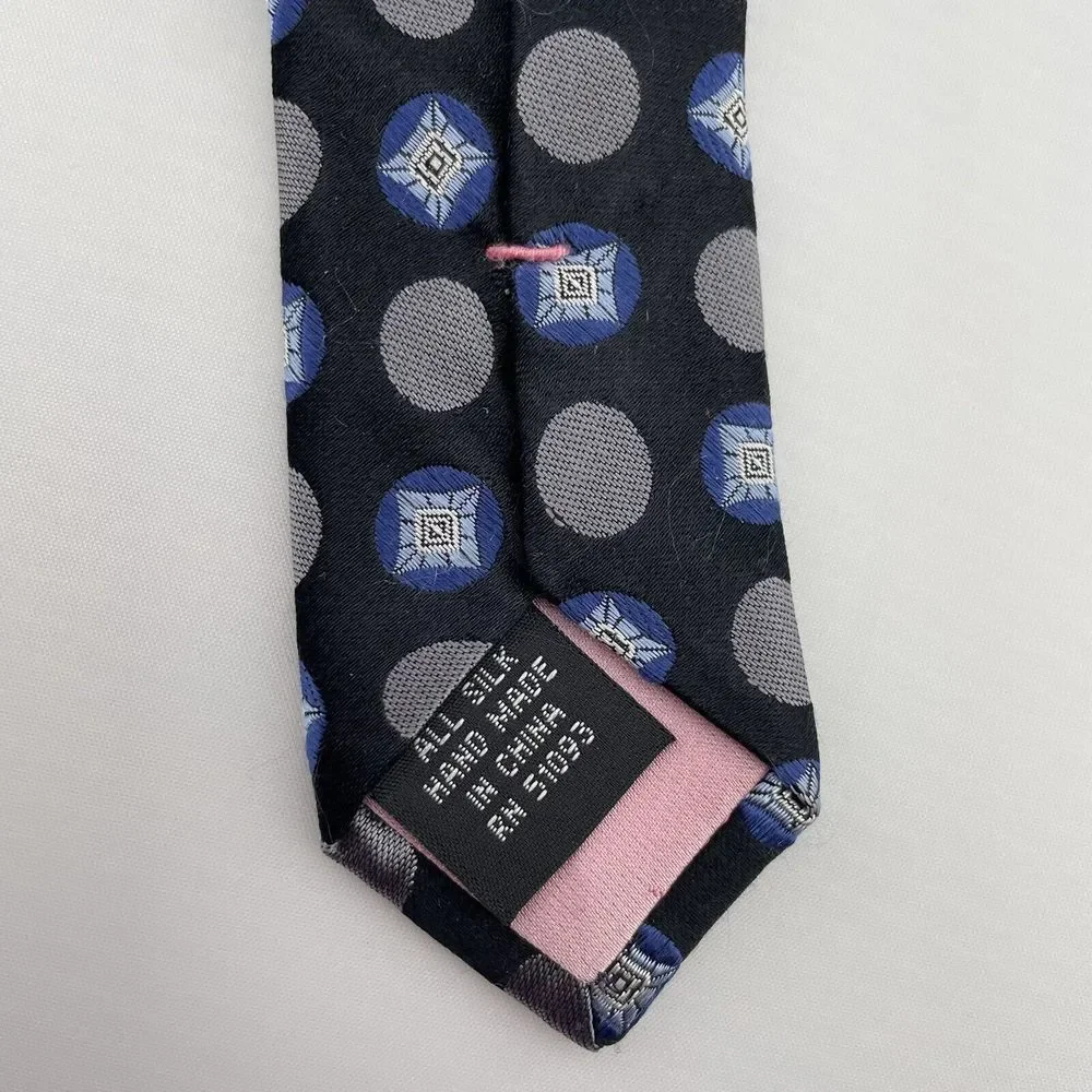 KNOTS‎ FOR HOPE Men's Silk Designer Necktie Black/Blue Geometric 62